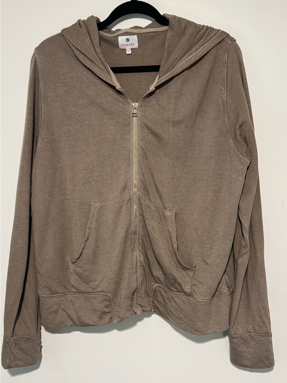 Sundry Three Stars Zip Up Hoodie Mushroom/ Taupe Size 3/US Size L